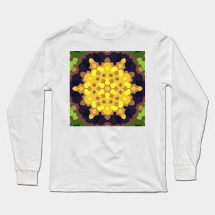 Retro Mandala Flower Yellow Purple and Green Long Sleeve T-Shirt